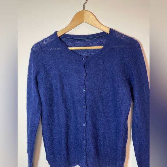 Navy Blue Wool Blend Button Front Cardigan Sweater - Picture 5 of 8